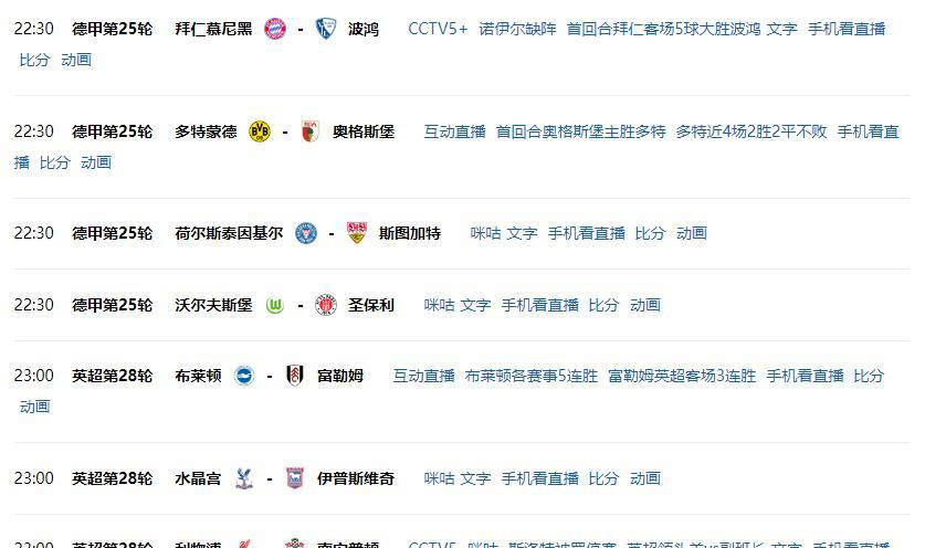 CCTV直播五大联赛：四大豪门激战，英超上演冠军对话